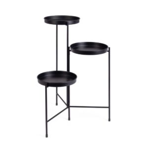 Henley Round Black Vase Holder with 3 Shelves H60cm
