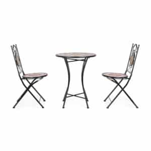 Santorini Round Table + 2 Folding Chairs Bistro Set