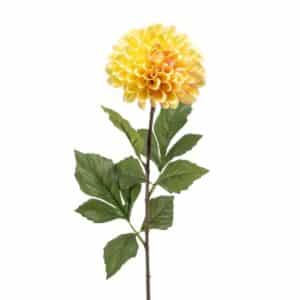Artificial Dahlia Pompon Spray Yellow L66cm