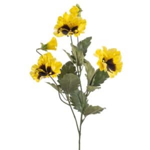 Artificial Pansy Spray Yellow L55cm