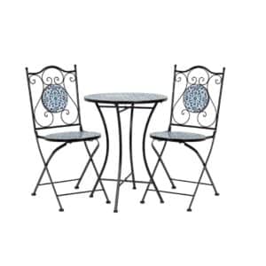 Samos Round Table + 2 Folding Chairs Bistro Set