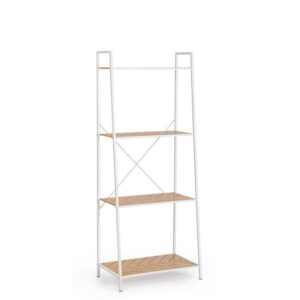 Haldor White-Natural Bookcase with 4 Shelves