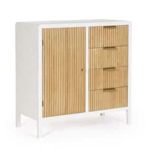 Charley Sideboard 1 door & 4 drawers, White & Natural Wood