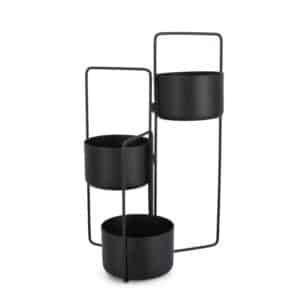 Keyra Black Round Flower Holder with 3 Pots