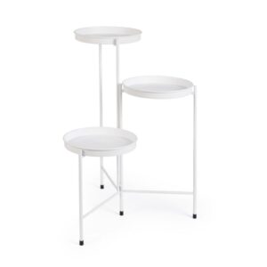 Henley Round White Vase Holder with 3 Shelves H60cm