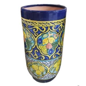 Majolica Tall Planter Lemon Print D37cm H64cm