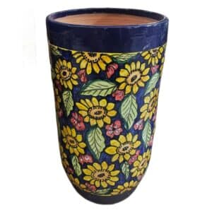 Majolica Tall Planter Floral Print D37cm H64cm