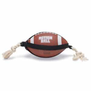 Beeztees Action Rubber Rugby Ball with Rope Dog Toy 21cm