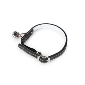 Beeztees Black Leather Cat Collar with Bell