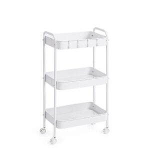 Leiky Rectangular White Bottle Trolley 3 Shelves