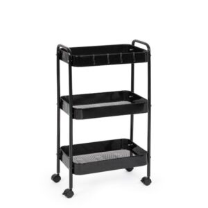 Leiky Rectangular Black Bottle Trolley 3 Shelves